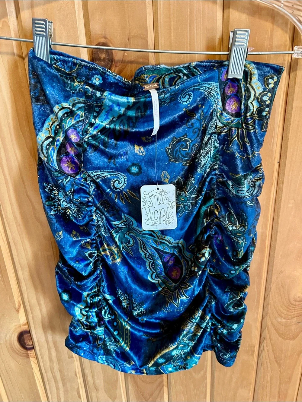 Free People Blue Paisley Mini Skirt